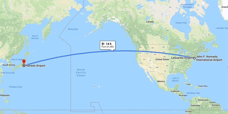 travel time from japan to usa