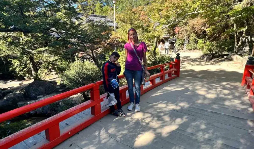 My Son and I at Momiji Bridge