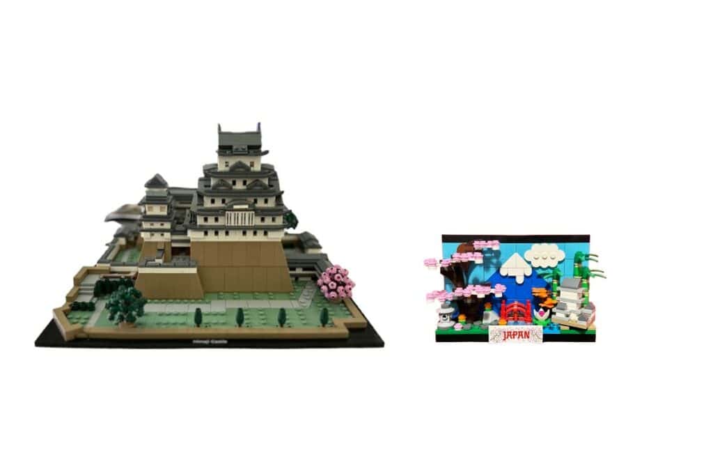 Best Gift for Japan Fan: Himeji castle Lego and Japan postcard Lego