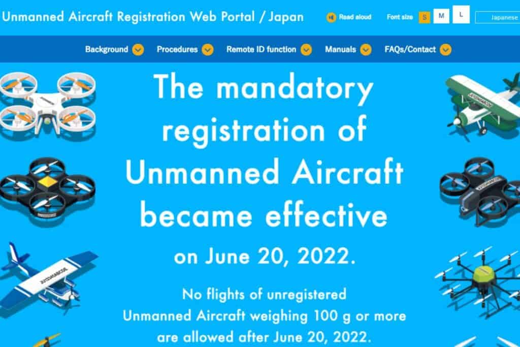 UA Registration Portal to fly drone in Japan